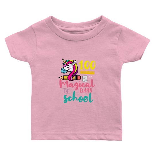 100 Magical Days of School Unicorn Teacher Studen Baby T Shirts