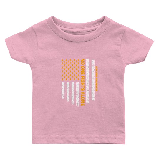 No One Fights Alone Usa Flag Leukemia Awareness Baby T Shirts
