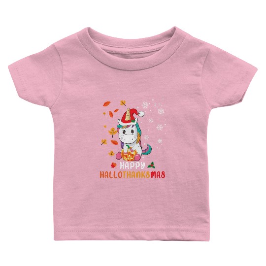 Unicorn Lover Halloween Happy Hallothanksmas Baby T Shirts