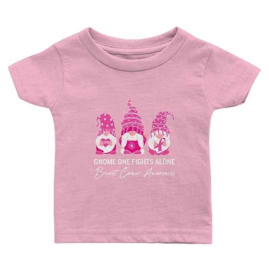 Gnome One Fights Alone Breast Cancer Awareness Baby T Shirts
