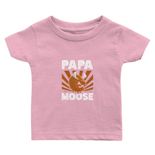 Papa Moose Wildlife Animal Alces Deer Fathers Day Baby T Shirts