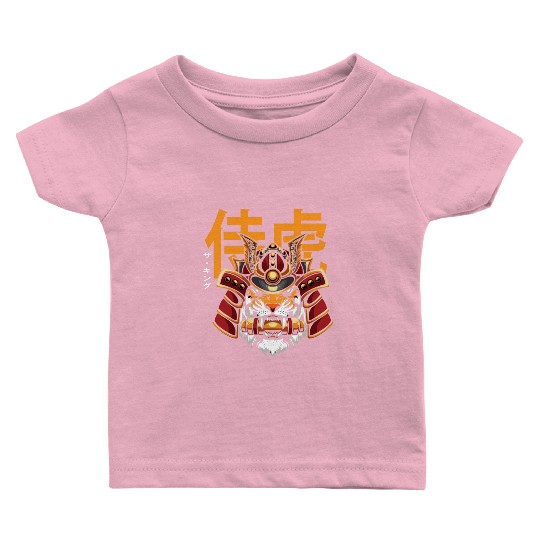Japanese Tiger on Samurai Helmet Baby T Shirts