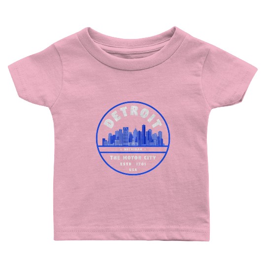 Detroit Skyline Badge Baby T Shirts
