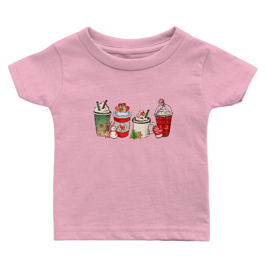 Merry Christmas Coffee Snowman Latte Peppermint Baby T Shirts