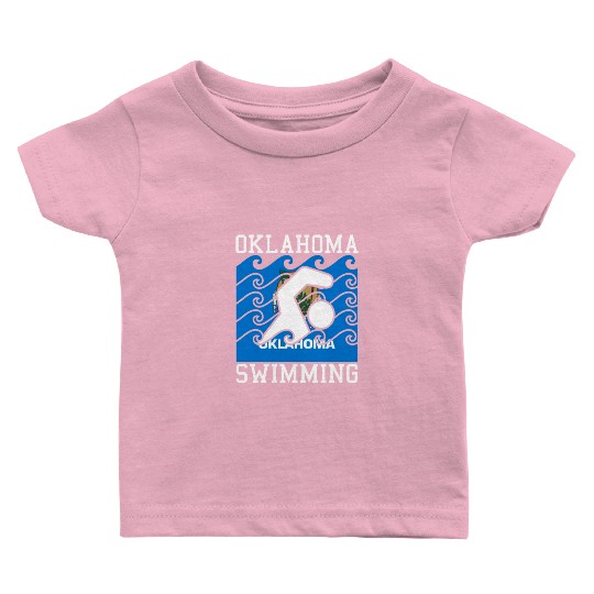 Oklahoma Flag Swimming Team Swim Swimmer US State Baby T Shirts