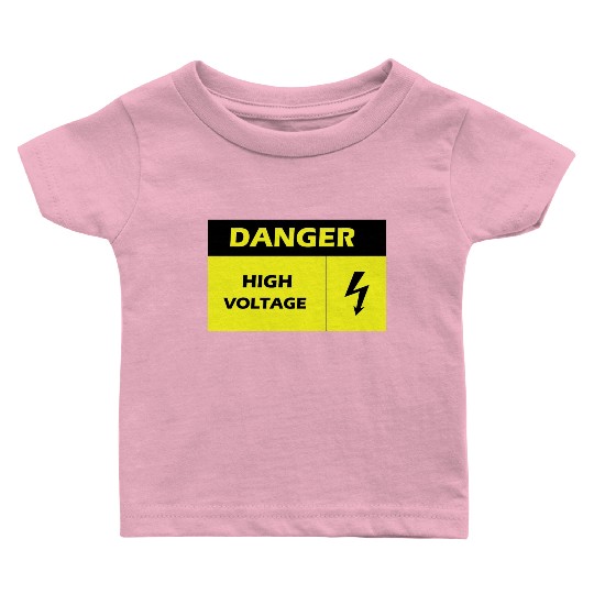 Danger Electrical Hazard Yellow warning Label Baby T Shirts