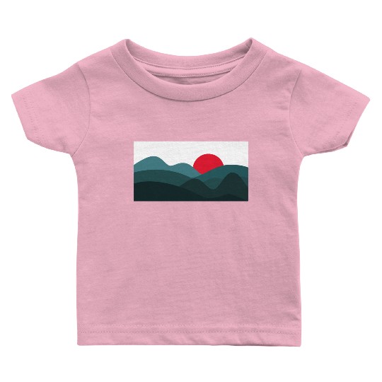 Minimalist Sun Peacock Blue and White Baby T Shirts