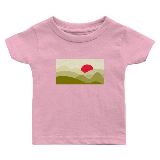 Minimalist Sun Olive Green Baby T Shirts