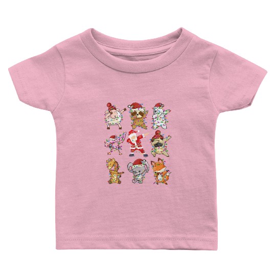 Dabbing Santa Animal Friends Christmas Kids Boys Baby T Shirts