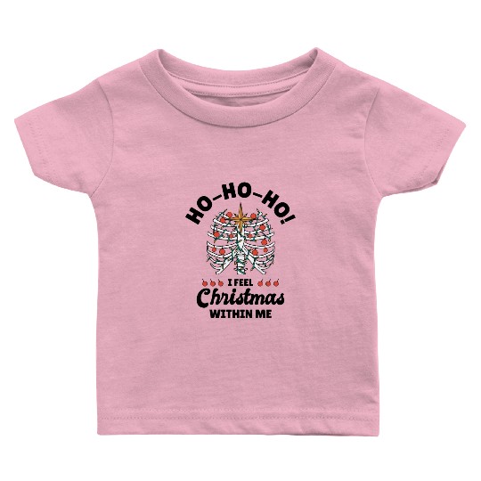 Christmas Holiday Skeleton Rib Cage Radiology Baby T Shirts