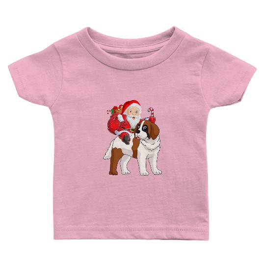 Saint Bernard Christmas Santa Claus Xmas Pajama Baby T Shirts