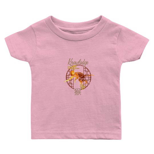 Chinese Zodiac Animals Astrology Geometric Monkey Baby T Shirts