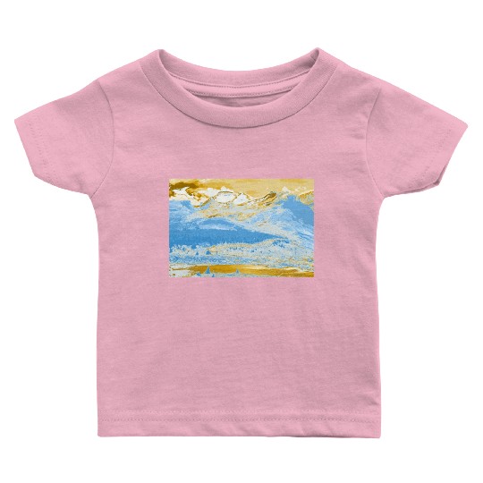Golden Blue Mountain Lake Baby T Shirts