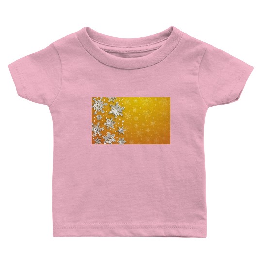 Elegant Christmas Snowflakes Pattern Orange Baby T Shirts