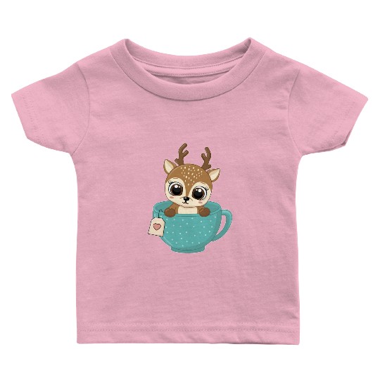 Girls Baby reindeer in cup Christmas kid gifts Baby T Shirts