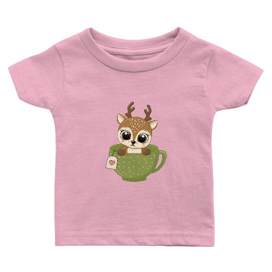 Girls Baby reindeer in cup Christmas kid gifts Baby T Shirts