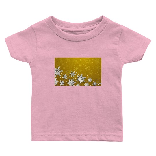 Modern Yellow Snowflakes Pattern Baby T Shirts