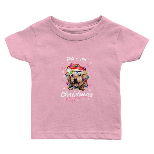 Winter Christmas Pyjama Golden Retriever Baby T Shirts