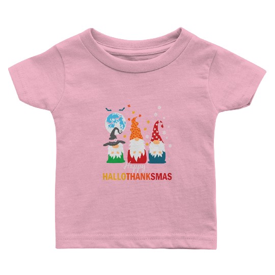 Happy Hallothanksmas Gnomes Lover Halloween Baby T Shirts