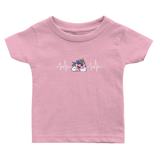 Fantasy Animal Creature Gift Heartbeat Unicorn Baby T Shirts