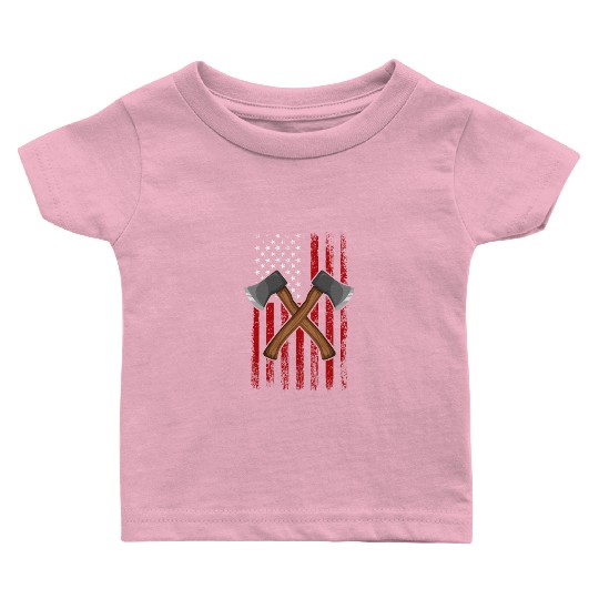 Axe Throwing american flag Hatchet Axe Throwing Baby T Shirts