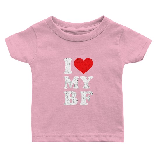 Distressed I Heart My Boyfriend Apparel I Love My Baby T Shirts