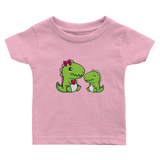 Big sister brother dino siblings boy girl heart Baby T Shirts