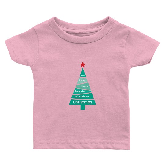 Minimalist Jungle Green Christmas Pine Baby T Shirts