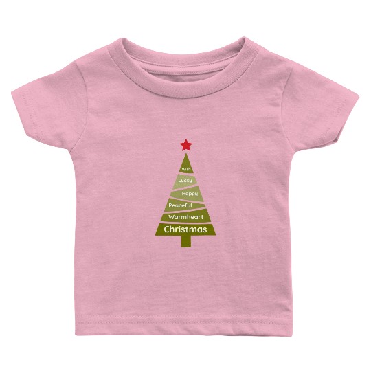Minimalist Lime Green Christmas Pine Baby T Shirts