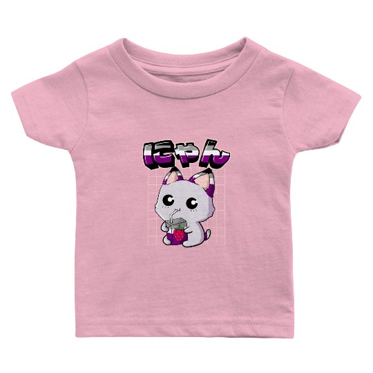 Asexual Pride Kawaii Cat Strawberry Milk Asexual F Baby T Shirts