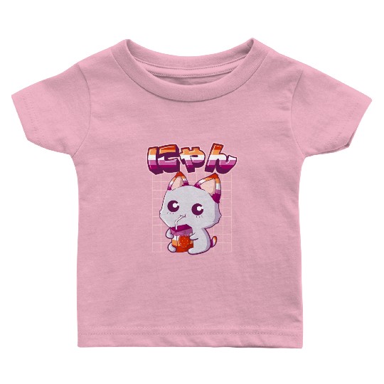 Lesbian Pride Gay Kawaii Cat Strawberry Milk Lesbi Baby T Shirts