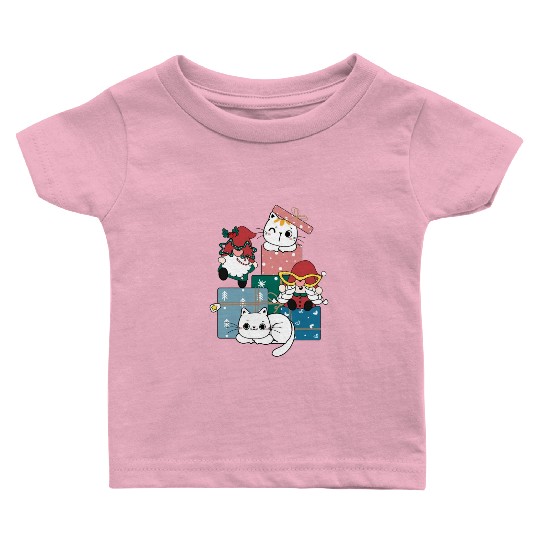 cute gnome and kitty cats on present gift box Baby T Shirts