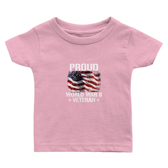 World War 2 Veteran Military Veteran USA Flag Baby T Shirts