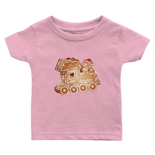 decorated gingerbread locomotive for Christmas Baby T Shirts