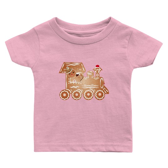 Gingerbread man as a train driver on the train Baby T Shirts