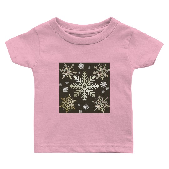 Beige Snowflakes Christmas Pattern Baby T Shirts