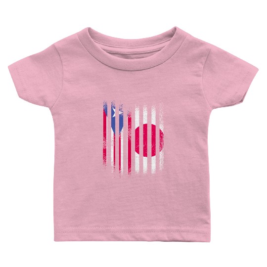 Puerto Rico Flag Japan Grown Country Flags Stripes Baby T Shirts