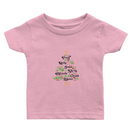 Christian Christmas Tree Family Church Jesus Baby T Shirts