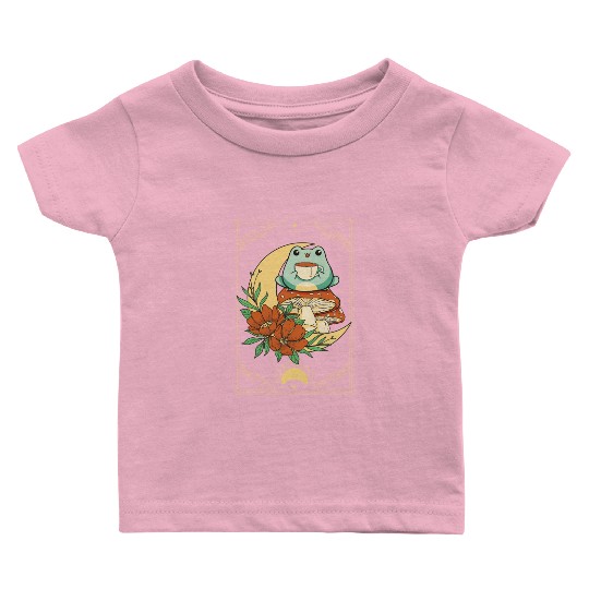 Cottagecore Aesthetic Tarot Card Frog Sipping Tea Baby T Shirts