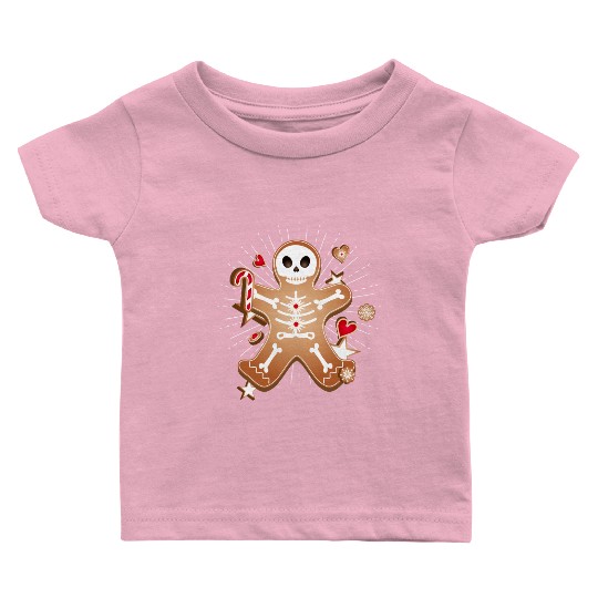 Gingerbread man Sugar Skull decor for Christmas Baby T Shirts