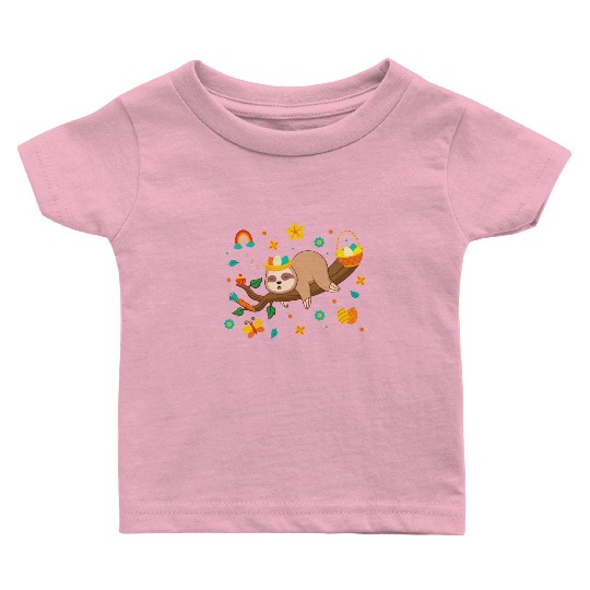 Sleepy Sloth Easter Decorations Holiday Season Baby T Shirts