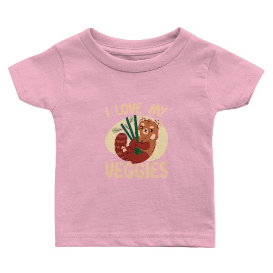 I Love My Veggies Red Panda Bear Whisperer Animal Baby T Shirts