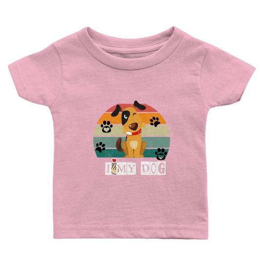 I Love My Dog Baby T Shirts
