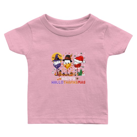 Hallothanksmas Halloween Thanksgiving Christmas Baby T Shirts