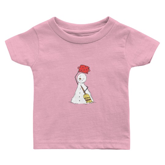 funny snowman with mustache and carrot Baby T Shirts