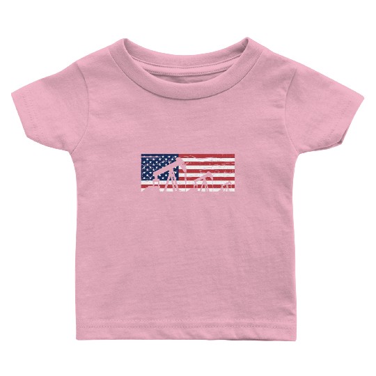 US American Flag Oilfield Oil Field Rig Refinery W Baby T Shirts