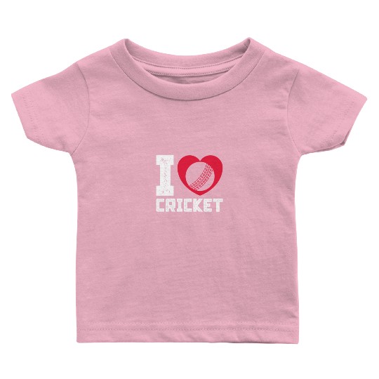 I Love Heart Cricket Baby T Shirts
