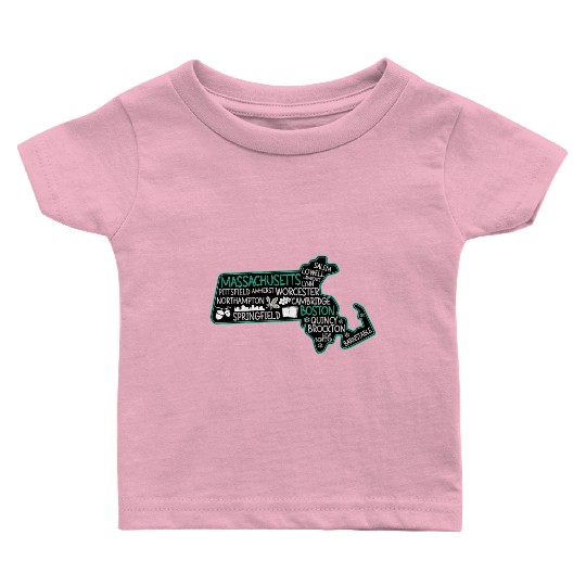 Massachusetts Boston cute map Salem Lowell Lawrenc Baby T Shirts