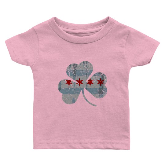 Chicago Flag Shamrock Irish St Patricks Baby T Shirts
