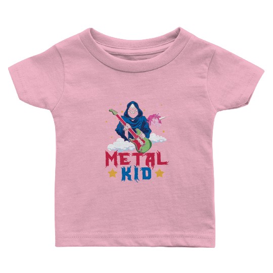 Grim Bone Unicorn Rainbow Metal Rock Metal Kid Baby T Shirts